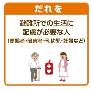 避難所での生活に配慮が必要な人（高齢者・障害者・乳幼児・妊婦など）